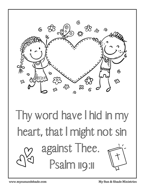 Psalm coloring page hide gods word in your heart teach importance