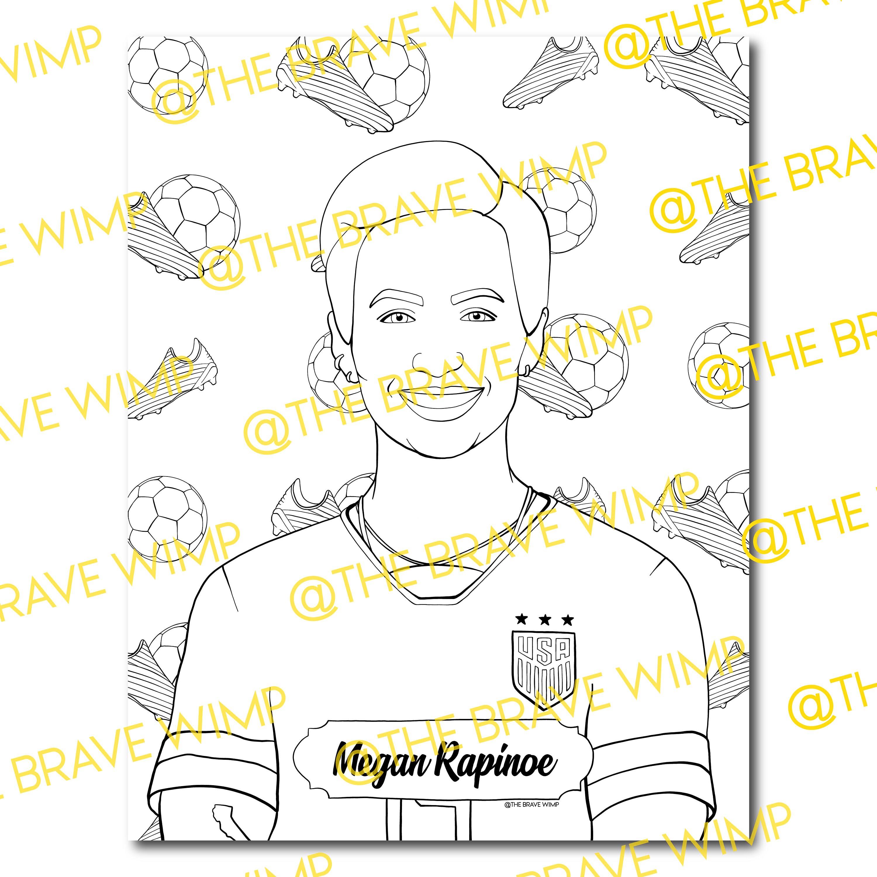 Megan rapinoe coloring page sheroes our time is now digital download