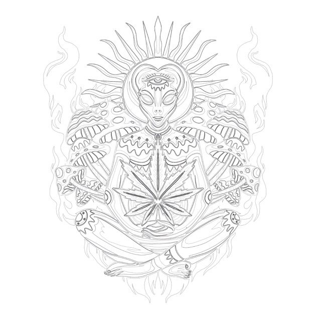 Printable adult psychedelic marijuana coloring page