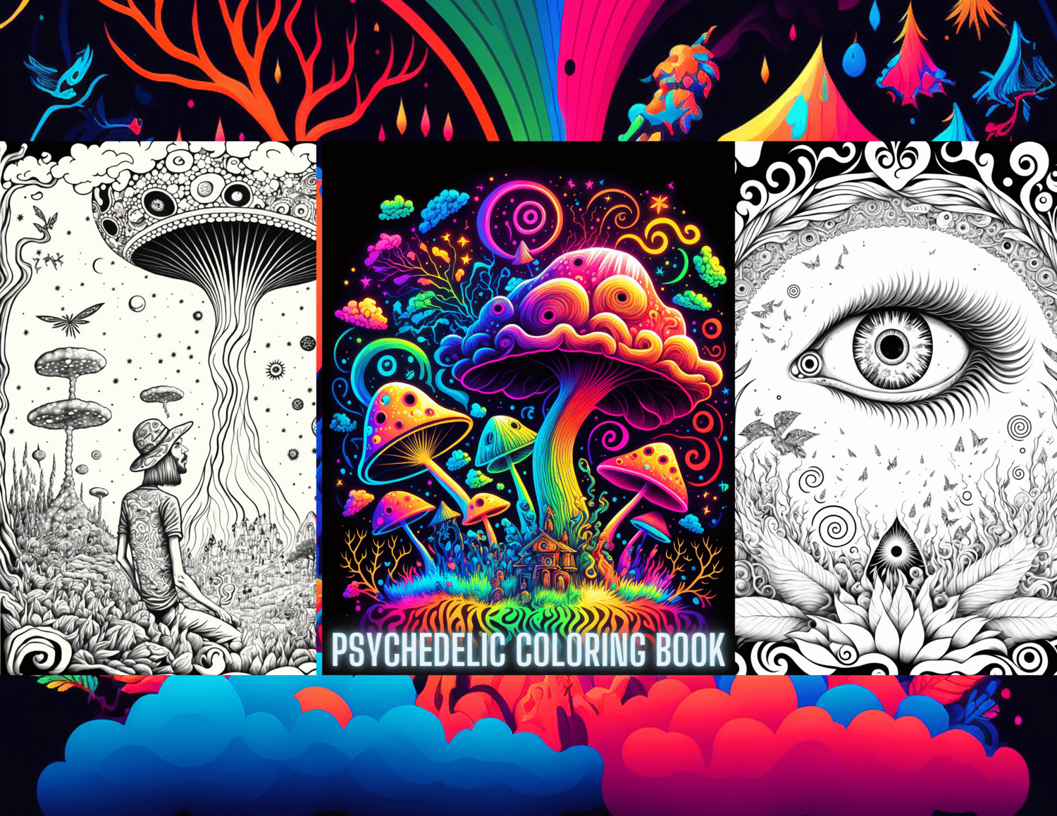 Psychedelic coloring book for adults