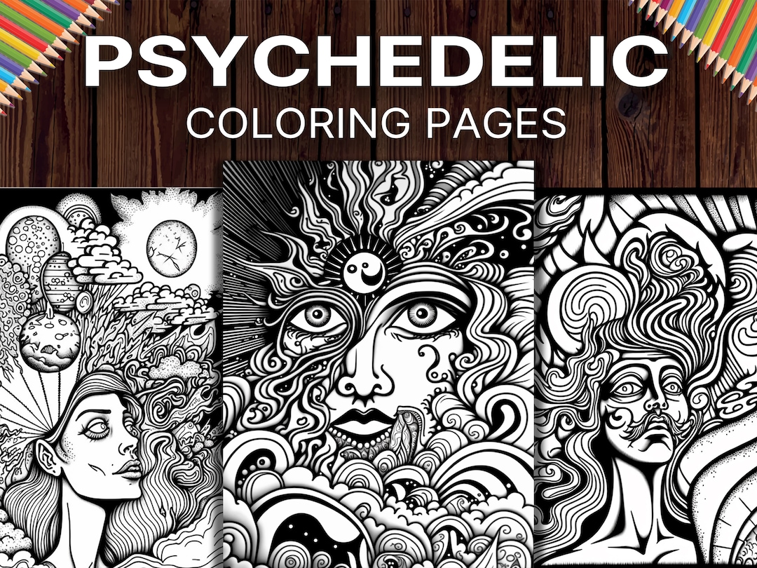 Psychedelic coloring pages for adults trippy stoner coloring book mindfulness stress relief activities