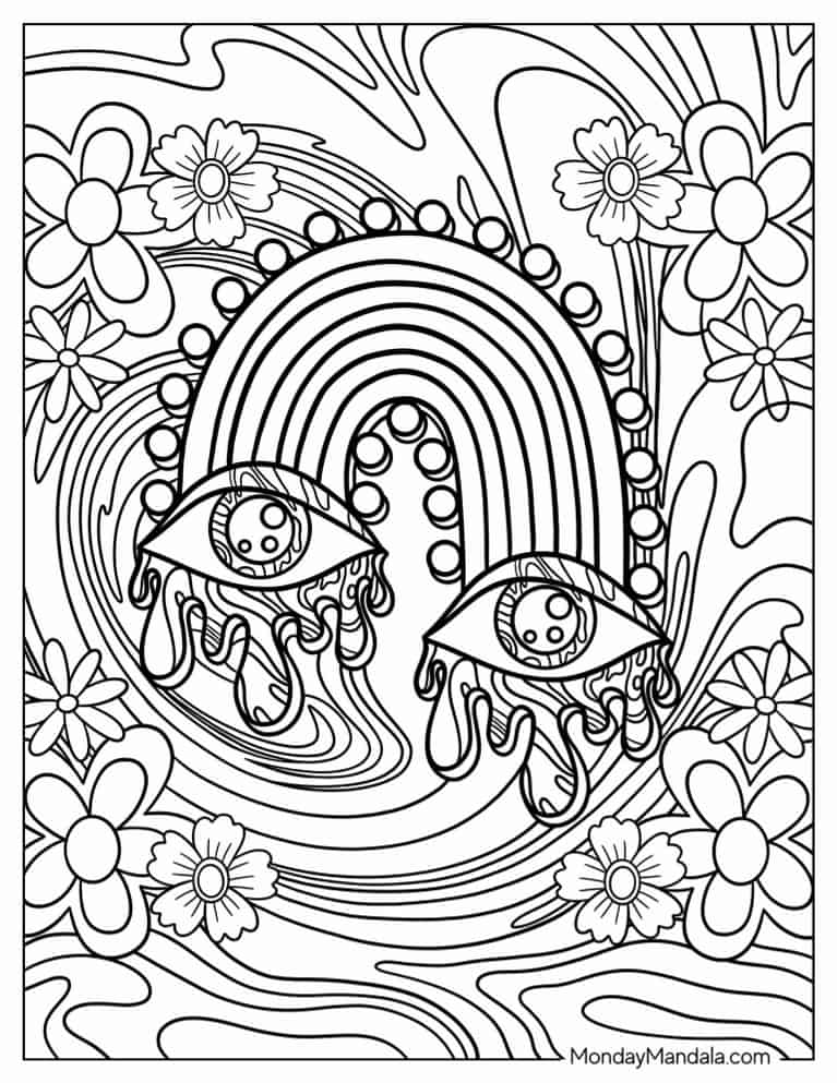 Trippy coloring pages free pdf printables