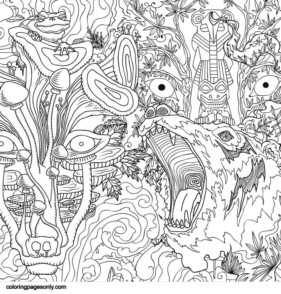 Psychedelic coloring pages printable for free download