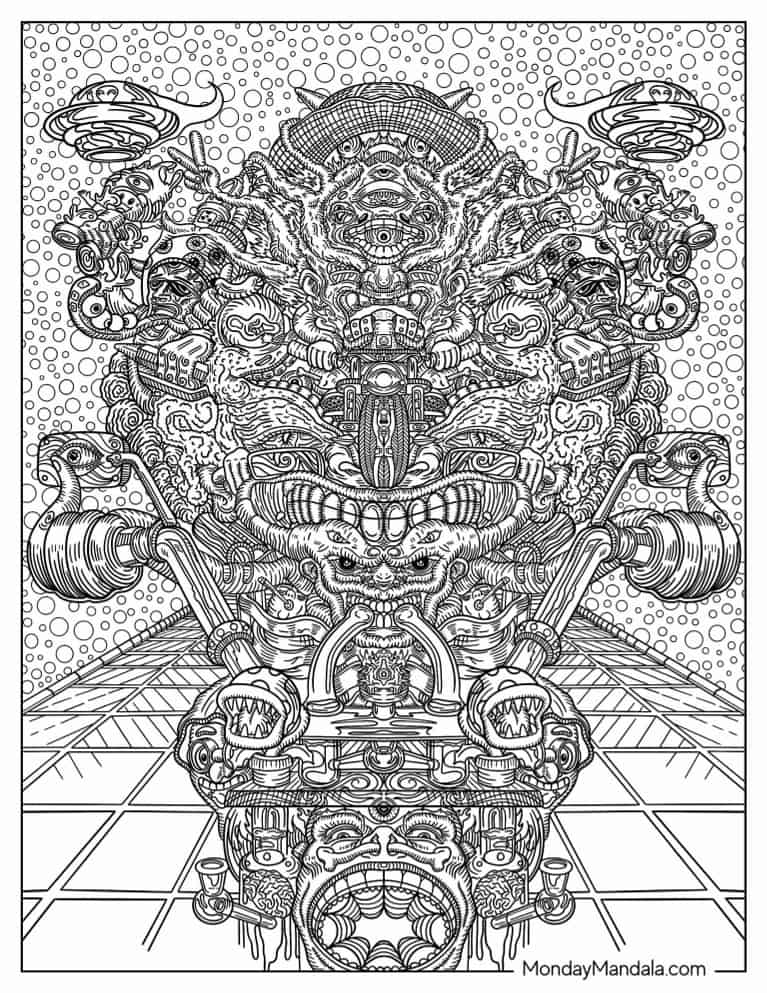 Trippy coloring pages free pdf printables