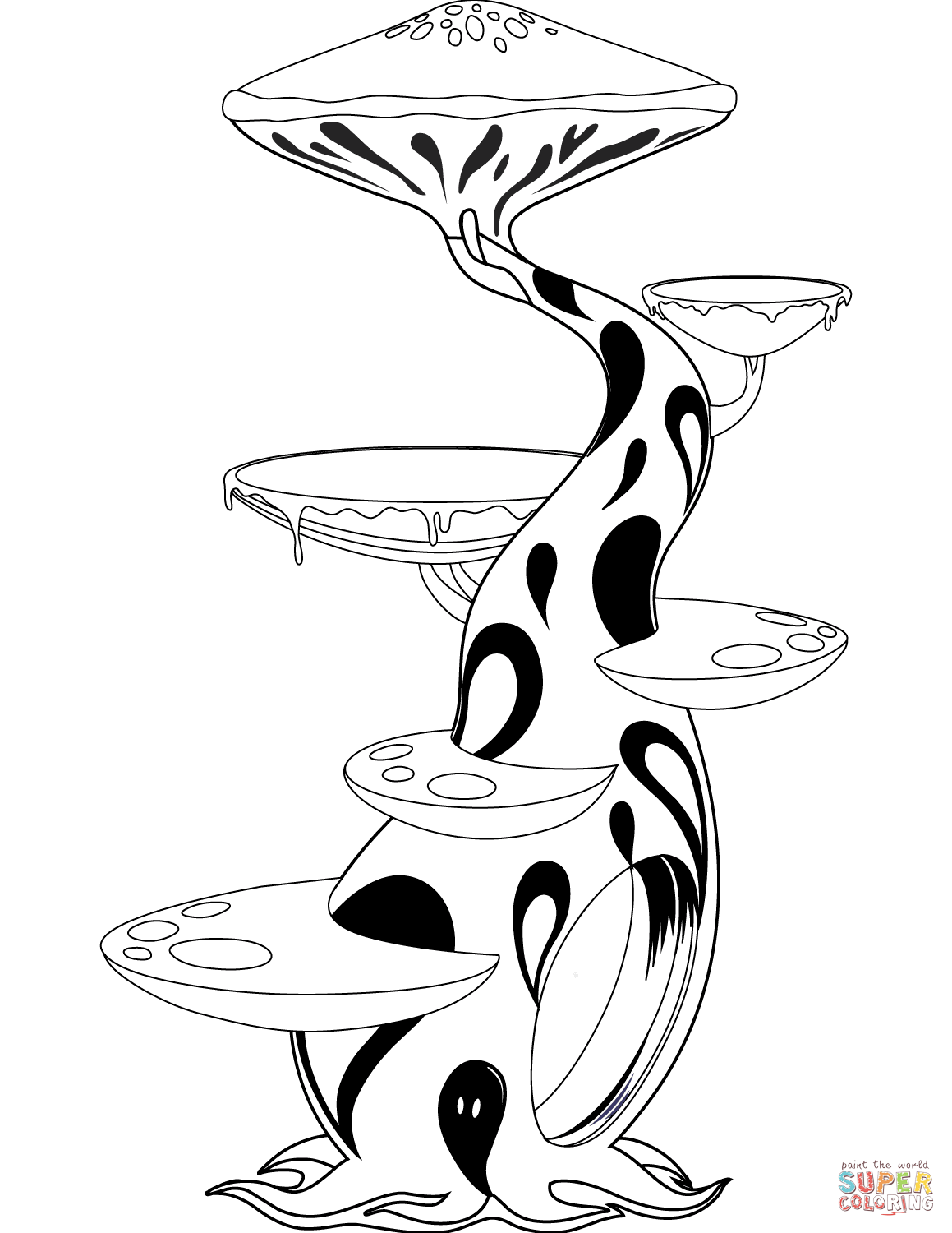 Psychedelic mushrooms coloring page free printable coloring pages