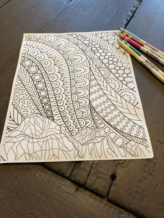 Printable psychedelic coloring page digital instant