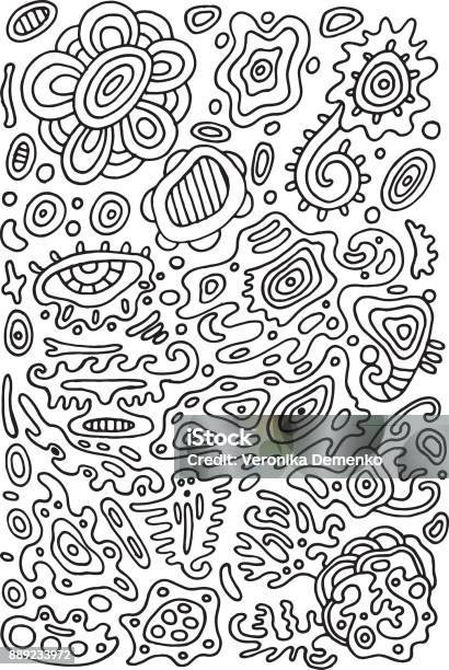 Doodle psychedelic coloring page with abstract ornaments vector illustration stock illustration