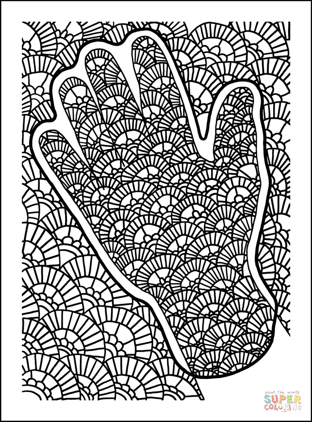 Psychedelic pattern with hand coloring page free printable coloring pages