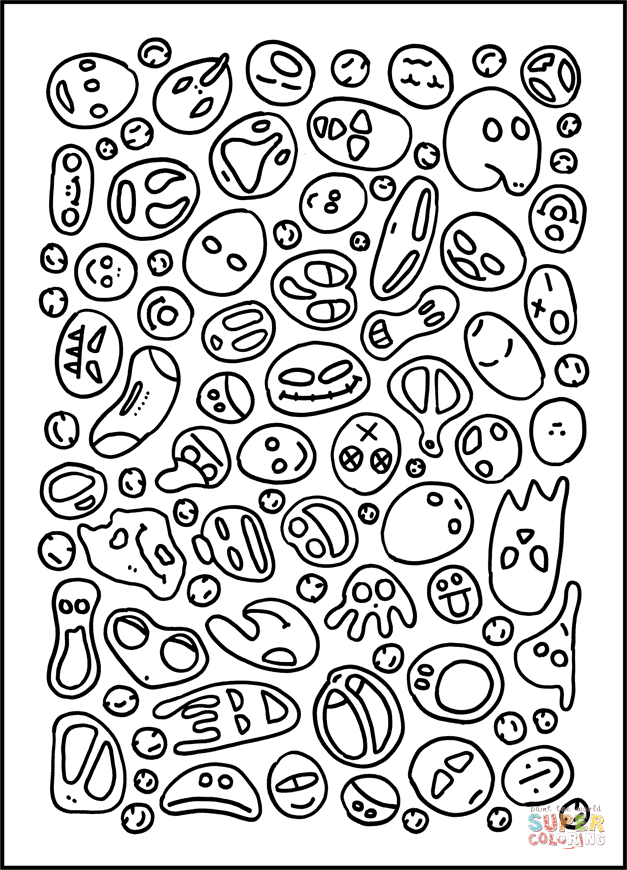 Psychedelic pattern with smiles coloring page free printable coloring pages