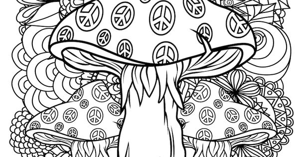 Magic mushroom printable coloring pages digital download trippy coloring book