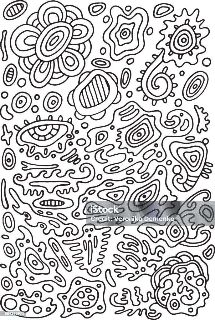 Doodle psychedelic coloring page with abstract ornaments vector illustration stock illustration