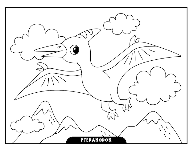 Premium vector pteranodon coloring pages for kids