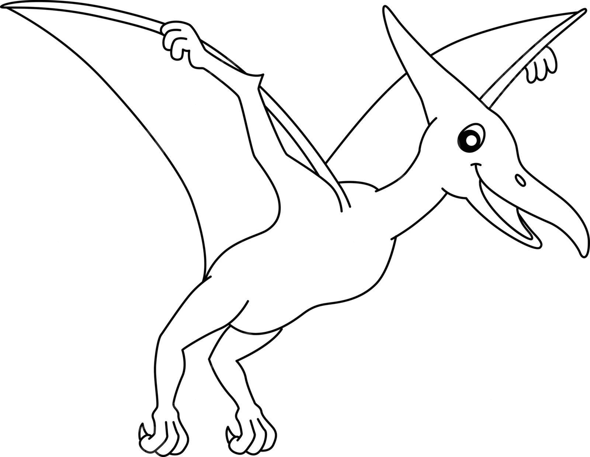 Pterodactyl coloring isolated page for kids line kid pterosauria vector line kid pterosauria png and vector with transparent background for free download