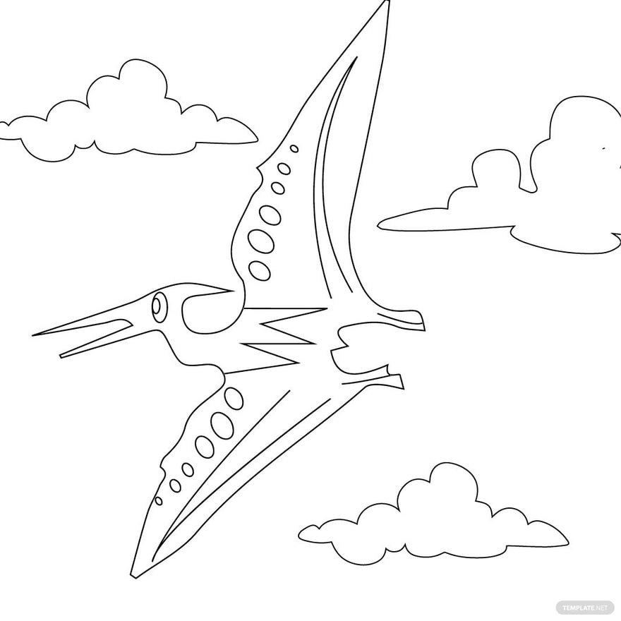 Free flying dinosaur coloring page