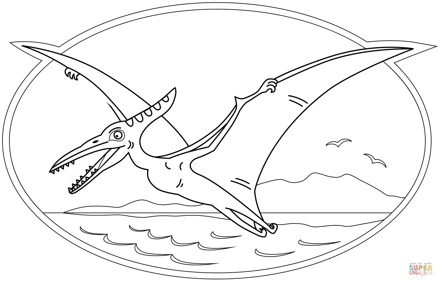 Pterodactyl coloring page free printable coloring pages