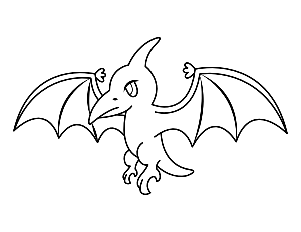 Printable cartoon pterodactyl coloring page