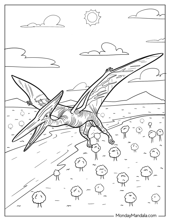 Pterodactyl coloring pages free pdf printables