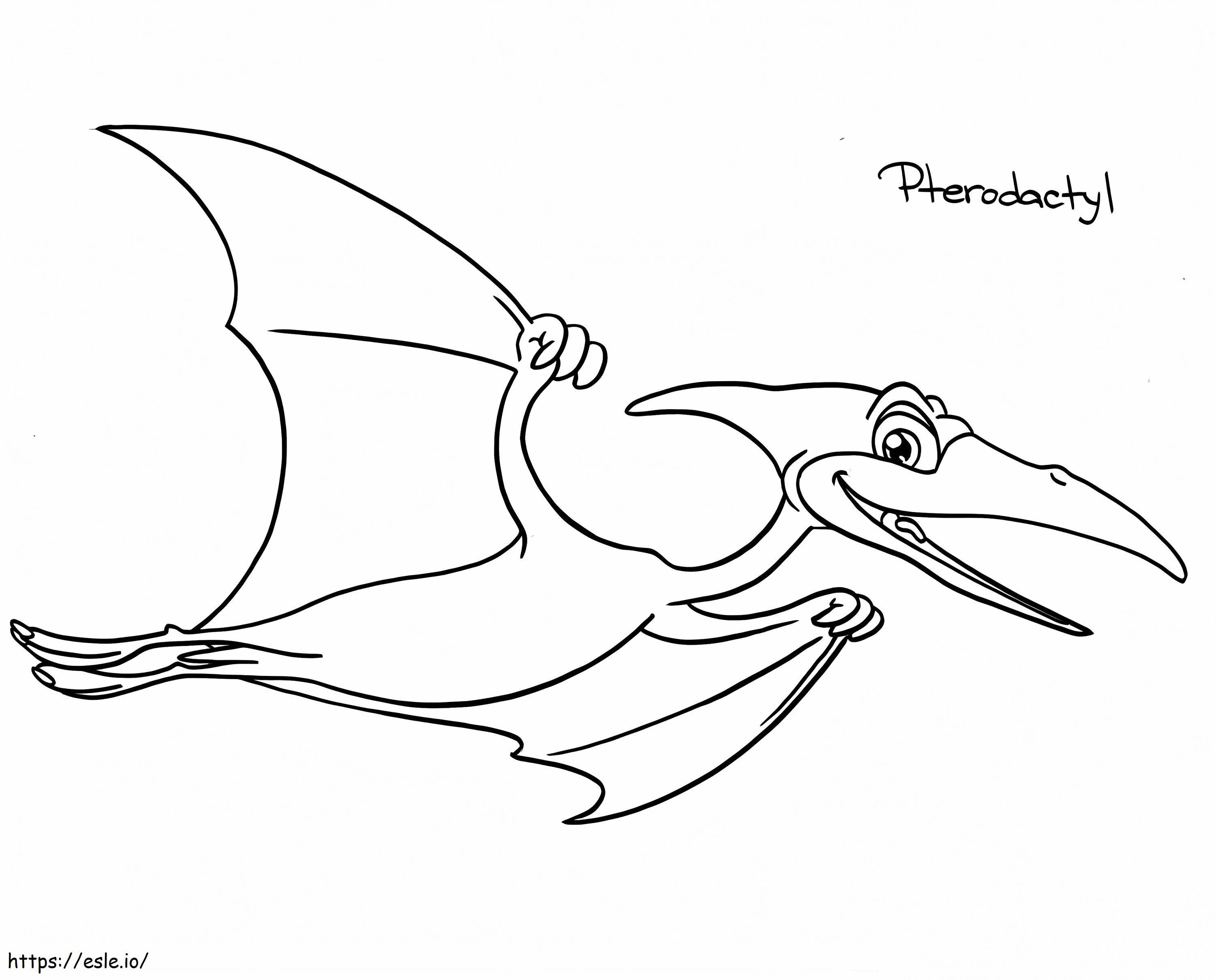 Smiling pterodactyl coloring page