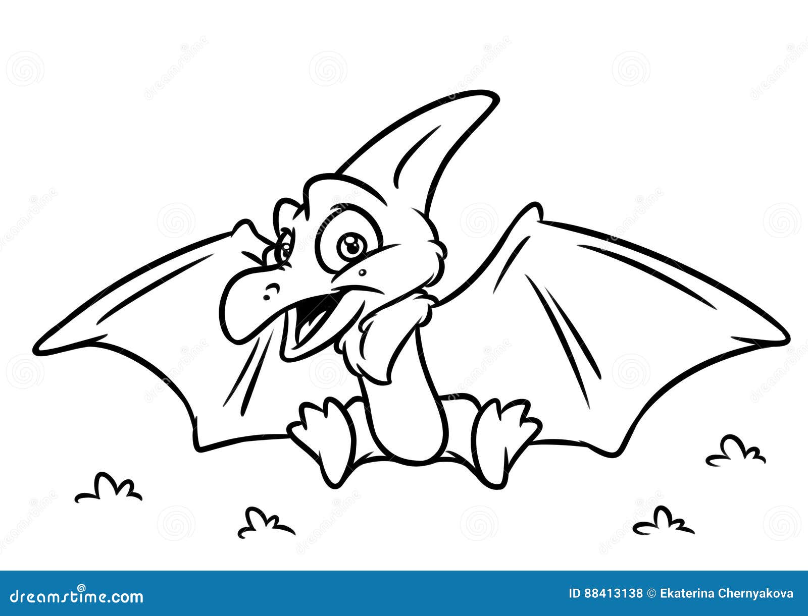 Dinosaur pterodactyl coloring page cartoon illustrations stock illustration