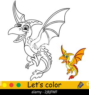 Pterodactyl coloring page for kids stock vector image art