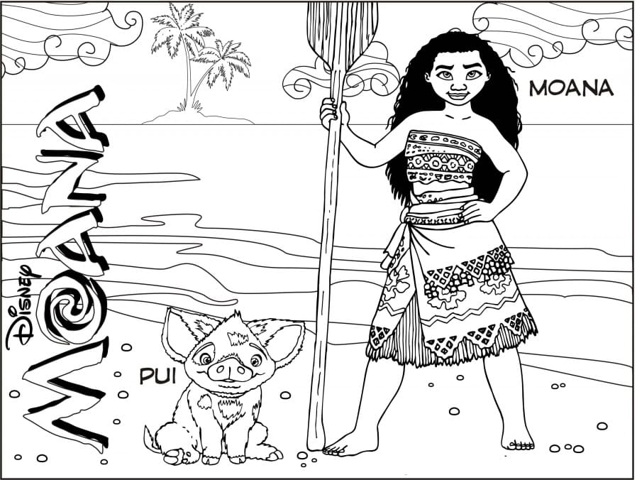 Pua from moana coloring page