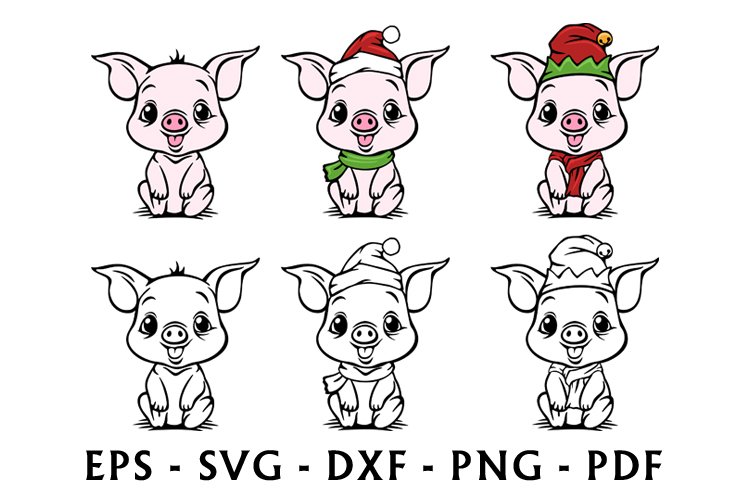 Cute baby pig piggy christmas designs