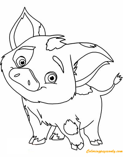 Pua pig from moana coloring page