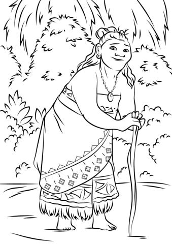 Gramma tala from moana coloring page free printable coloring pages