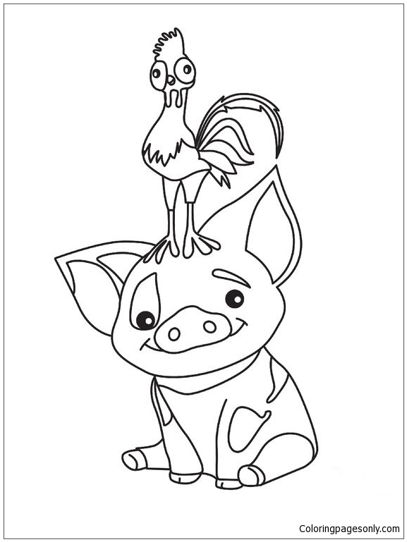 Pua pig from moana coloring page