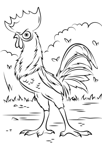 Heihei rooster from moana coloring page free printable coloring pages