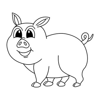 Page cute pig coloring vectors illustrations for free download