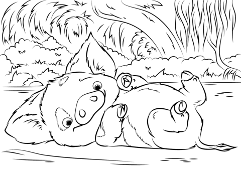 Pua pet pig from moana coloring page free printable coloring pages