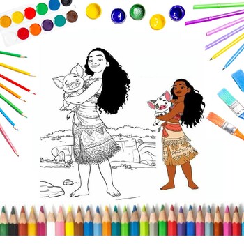 Moana coloring pages printable heihei and pua coloring pages for kids