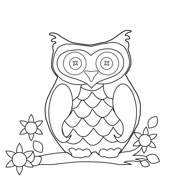 Owl coloring page clipart free stock photo