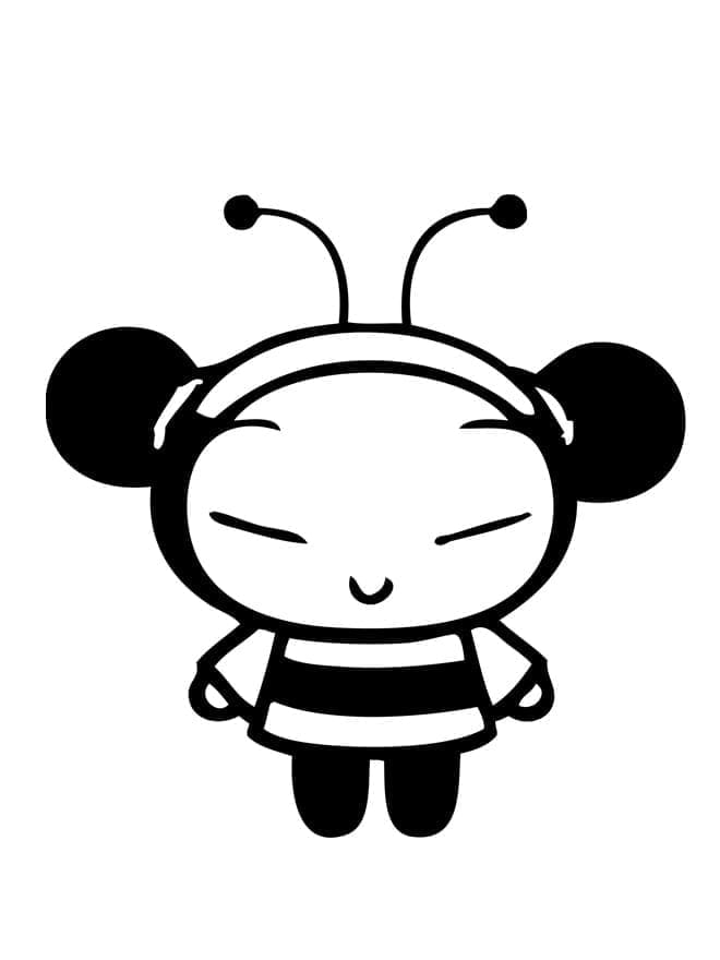 Friendly pucca coloring page