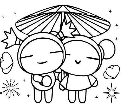 Pucca and garu coloring pages cute coloring pages cartoon coloring pages umbrella coloring page