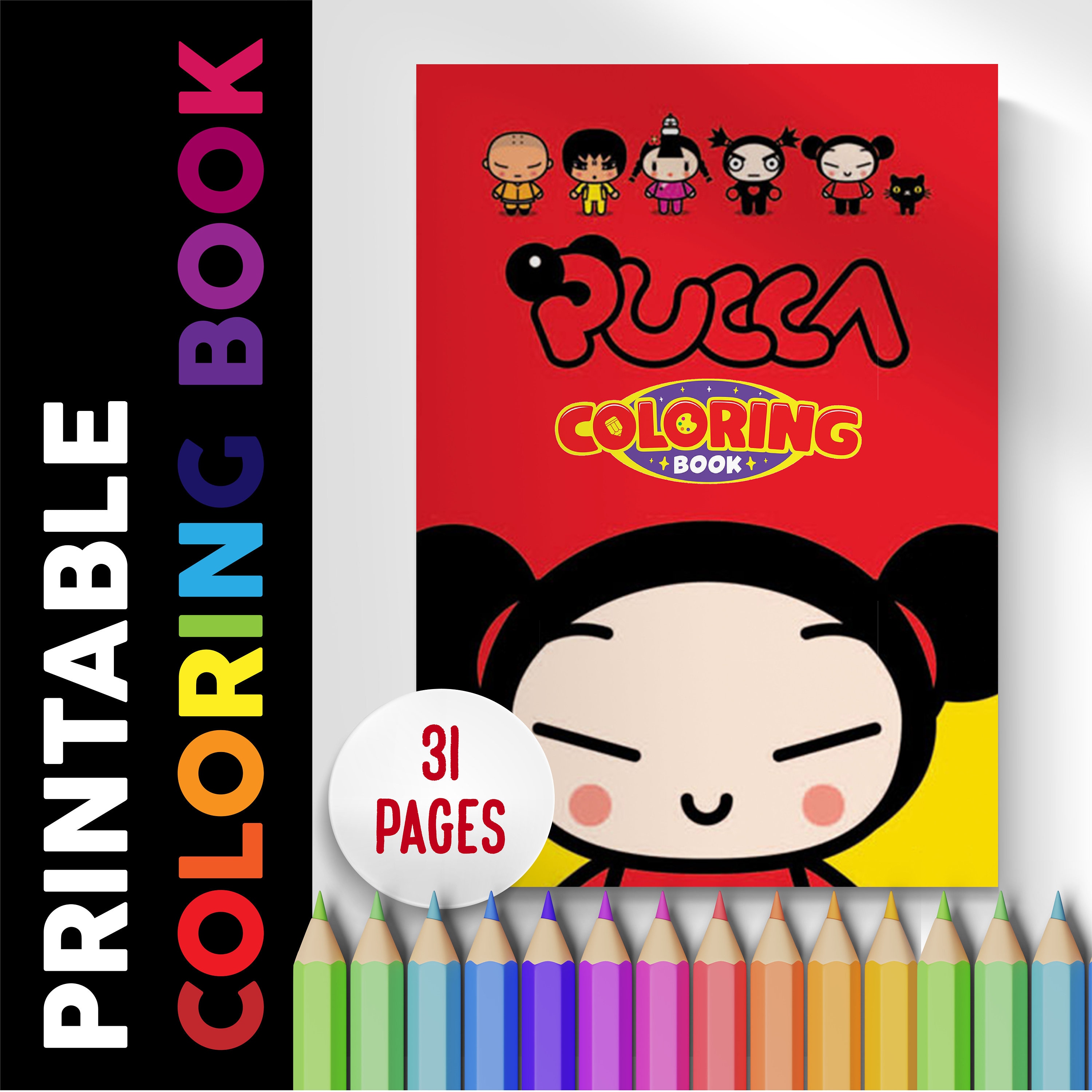 Pucca coloring book pages coloring pages printable instant download