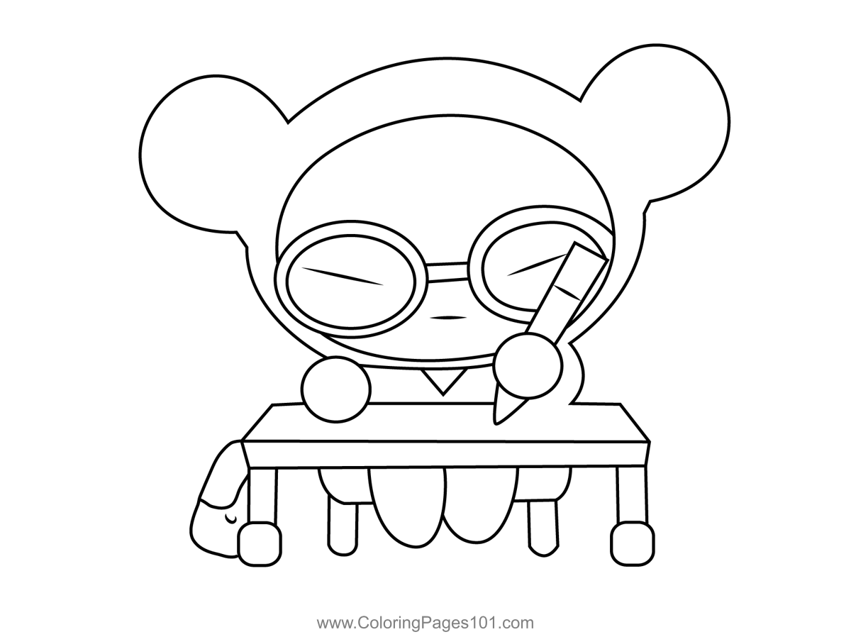 Pucca writing coloring page for kids