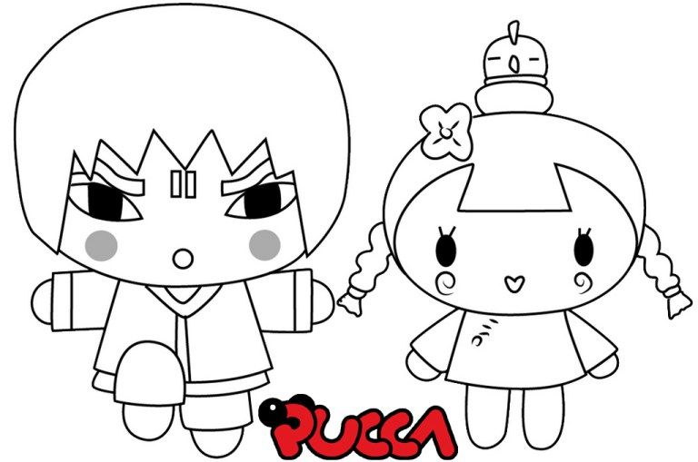 Abyo and ching the characters of pucca coloring page cartoon coloring pages pucca coloring book art