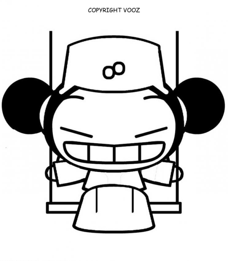 Pucca having a swing coloring pages