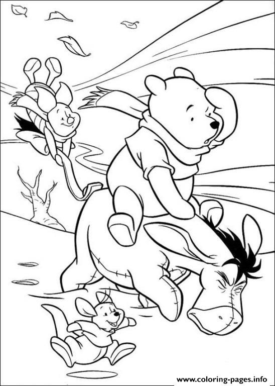 Print pooh and friends against windy day pageab coloring pages cartoon coloring pages animal coloring pages cute coloring pages