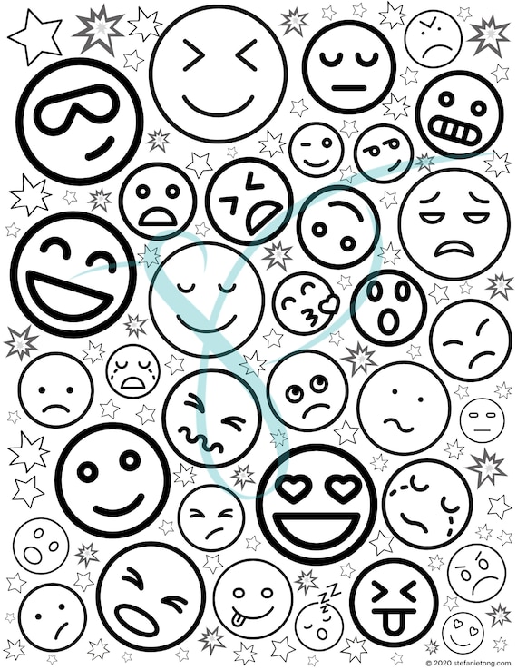 Emoji colouring page digital print