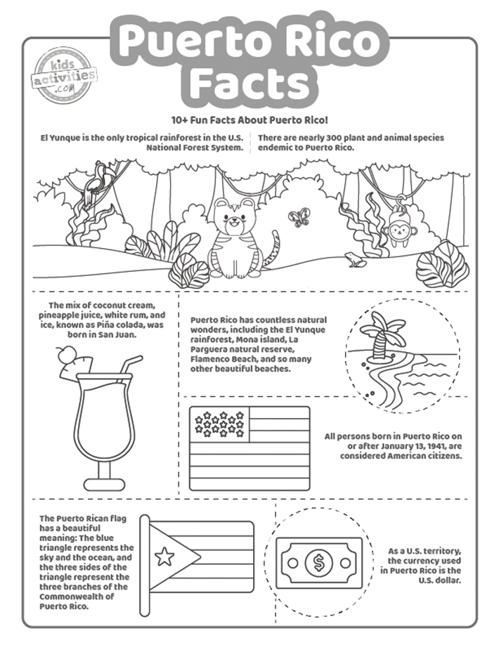 Fun puerto rico facts coloring pages kids activities blog