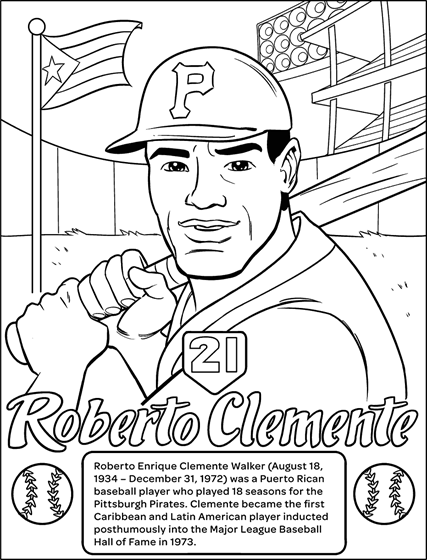 Roberto clemente coloring page