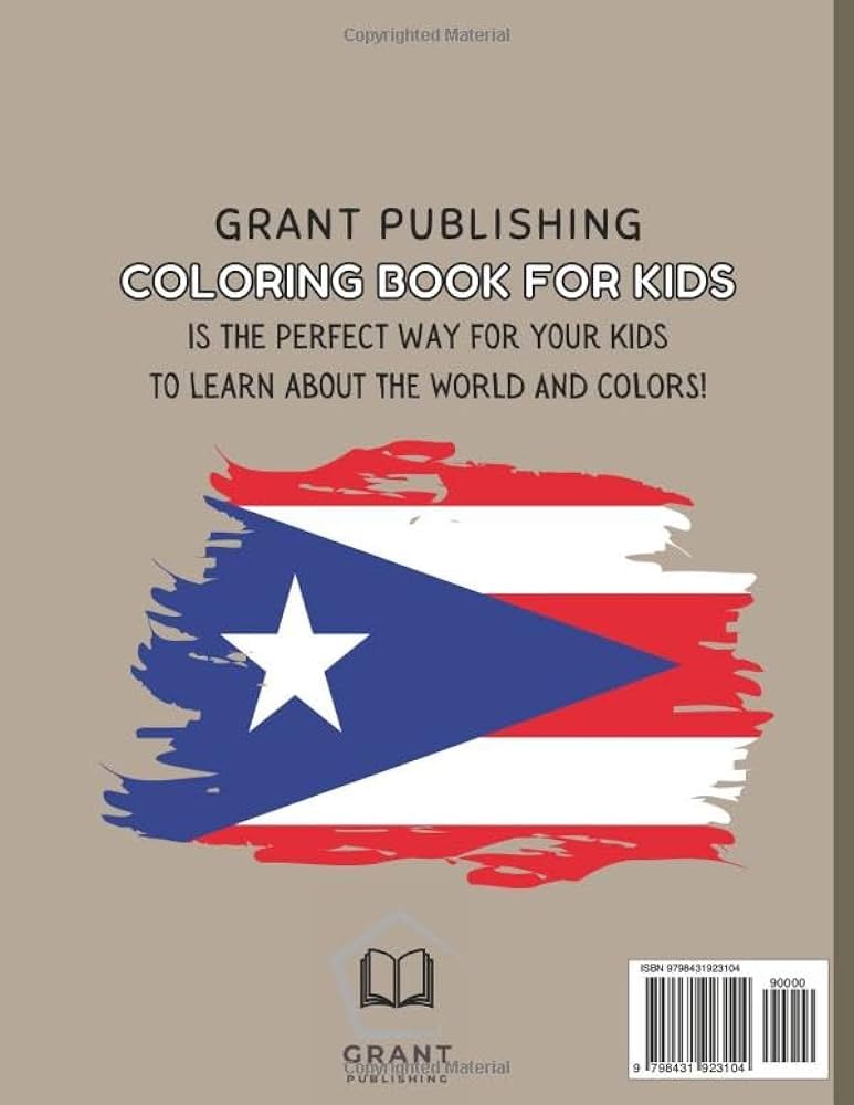 Puerto rico coloring book for kids with interesting facts publishing grant books