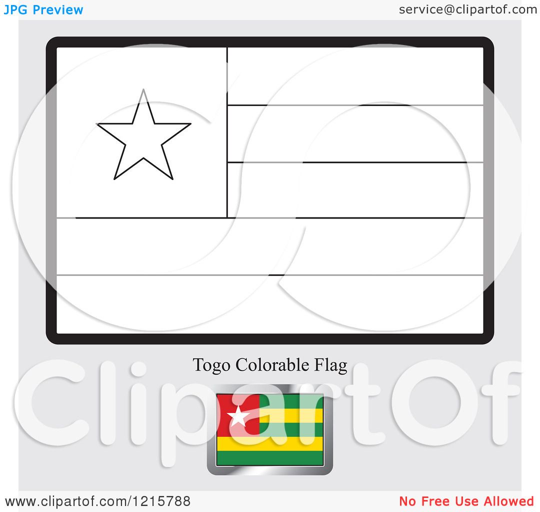 Clipart of a coloring page and sample for a togo flag