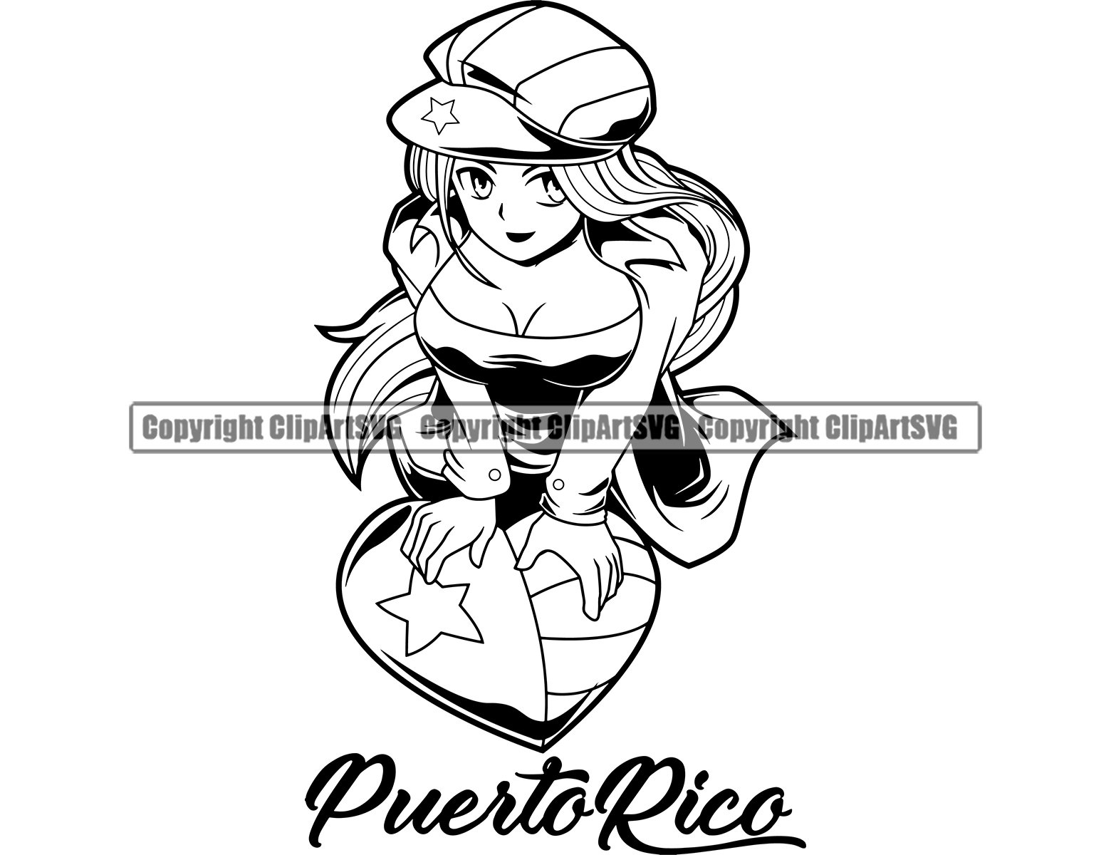 Puerto rico rican woman girl heart love flag country world