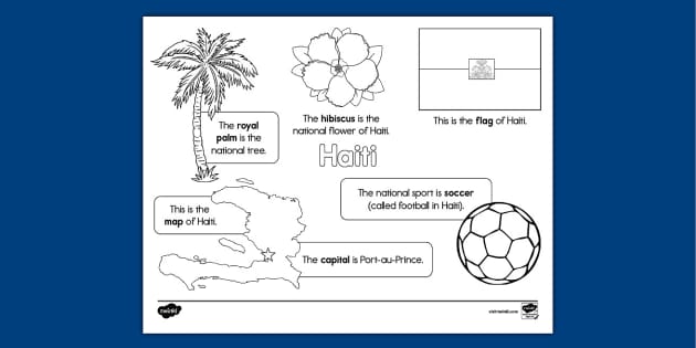 Haiti facts coloring sheet teacher
