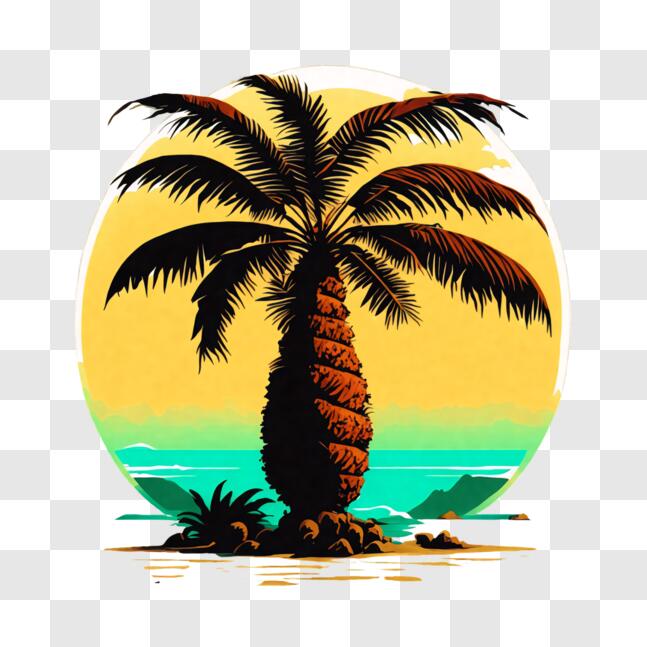 Download palm tree on the beach png online