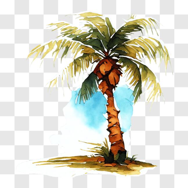 Download beautiful watercolor palm tree artwork png online